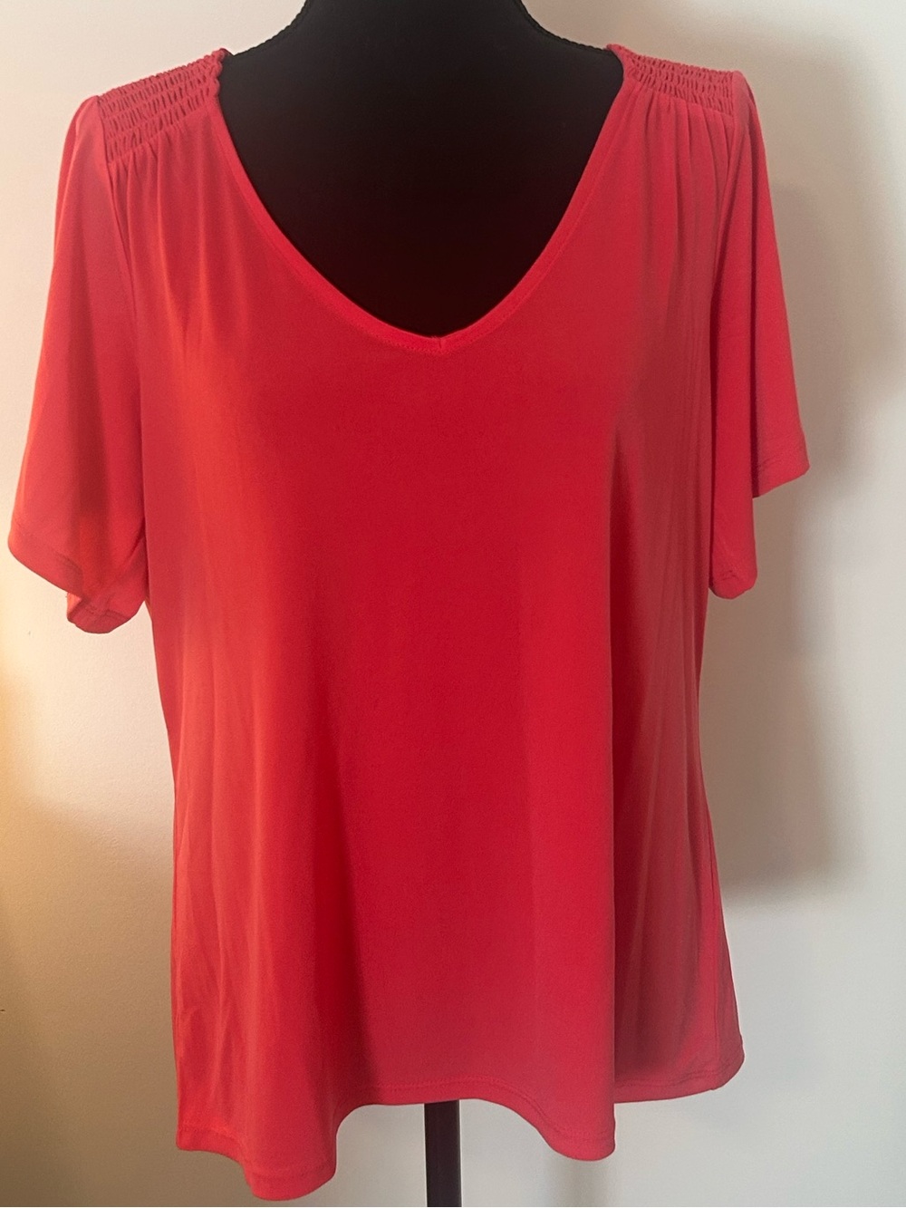 Michael Michael Kors Coral Flutter Sleeve V-Neck Blouse Top Size Large